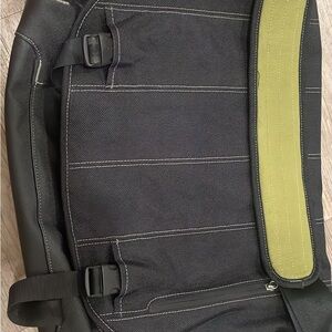 Men's Black and Green Messenger Bag